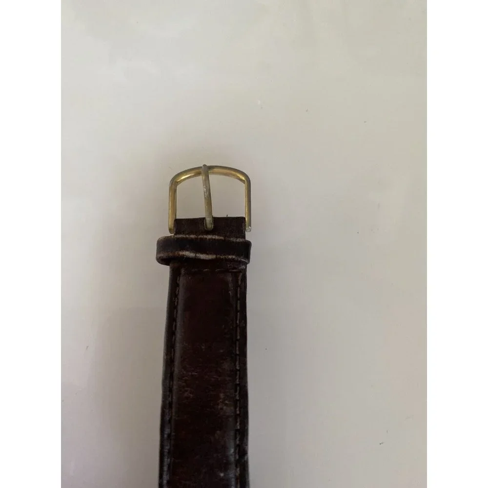 Regency Men's Brown Leather Stainless Steel Water Resistant Quartz Battery Watch